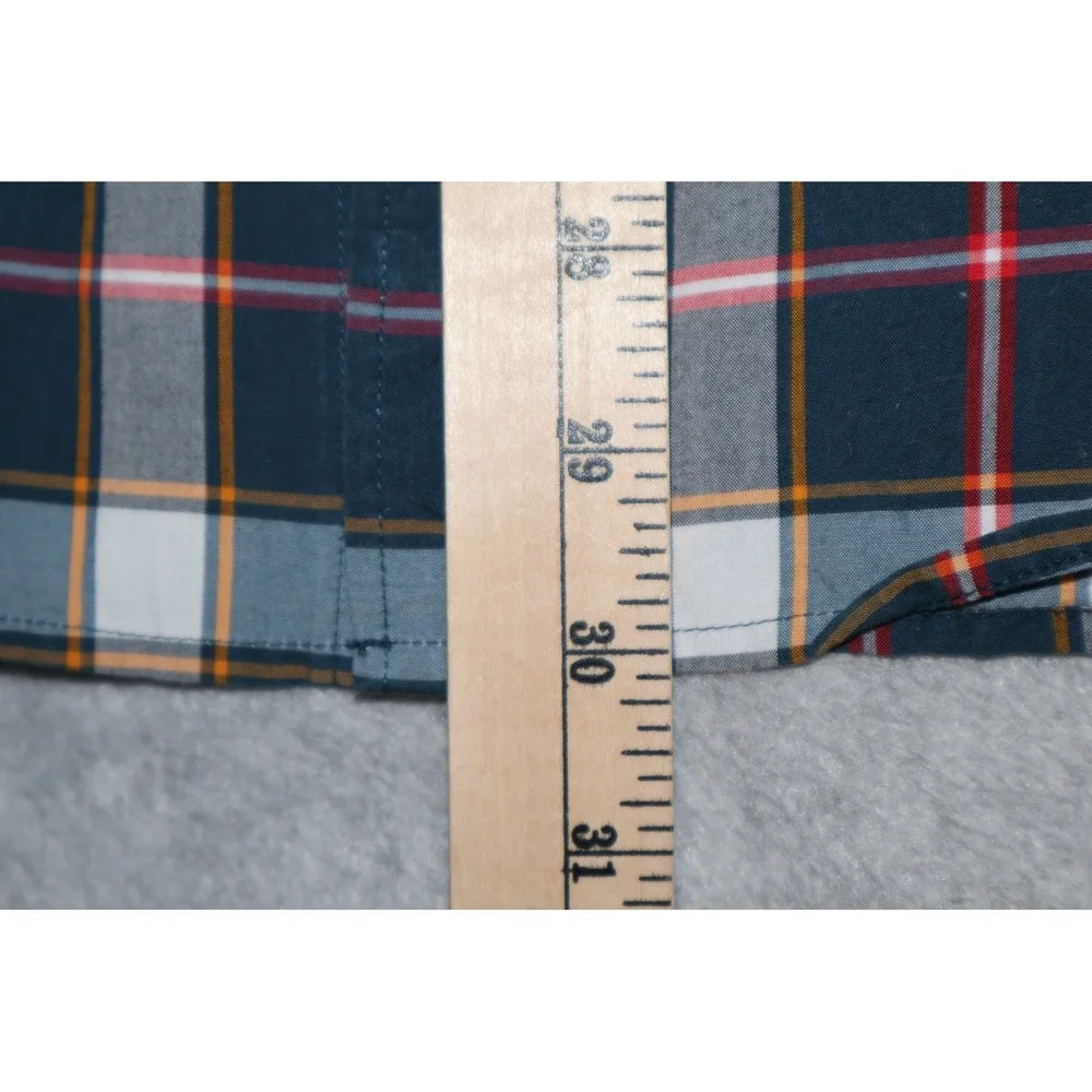 J. Crew Button Down Shirt Mens Medium Blue Tartan Plaid Long Sleeve Cotton